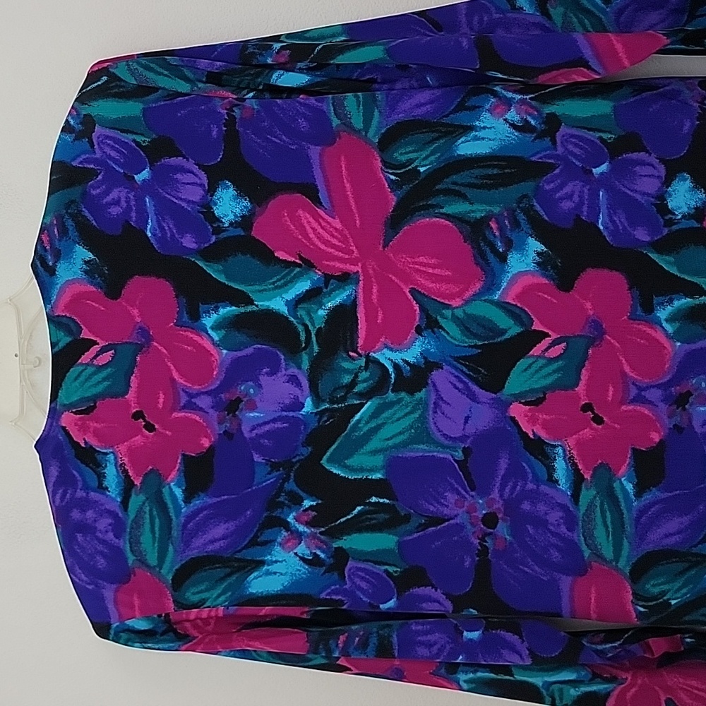 Vintage S.G. Sport Floral Artsy Purple, Pink, Blue, Green & Black Blazer M - Picture 11 of 16